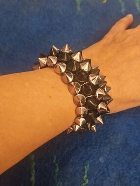 4  For $15 Black and Silver Spike Stretch Bracelet